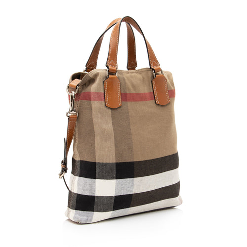Burberry Canvas Check Tottenham Medium Tote (SHF-23250)