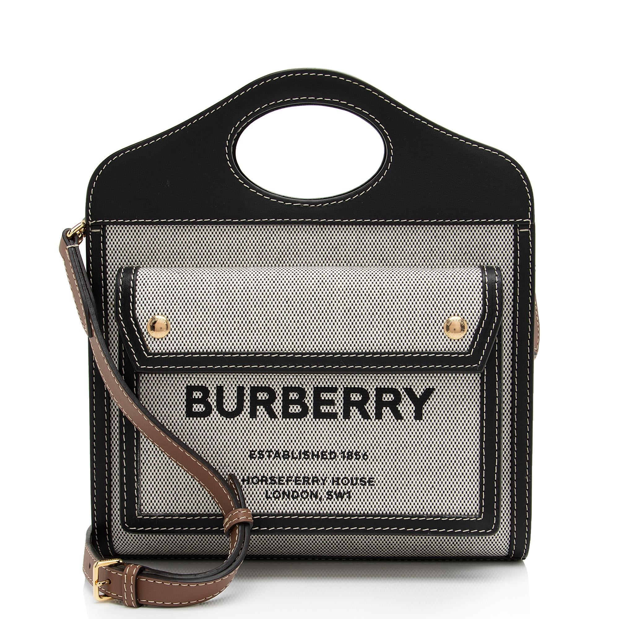 Burberry Canvas Horseferry Mini Pocket Tote (SHF-3ejnzd)