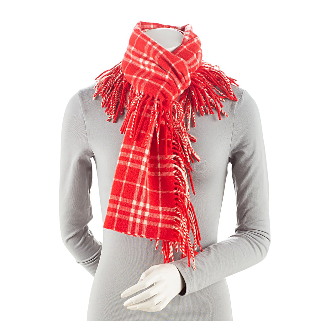 Burberry Cashmere Vintage Check Happy Fringe Scarf