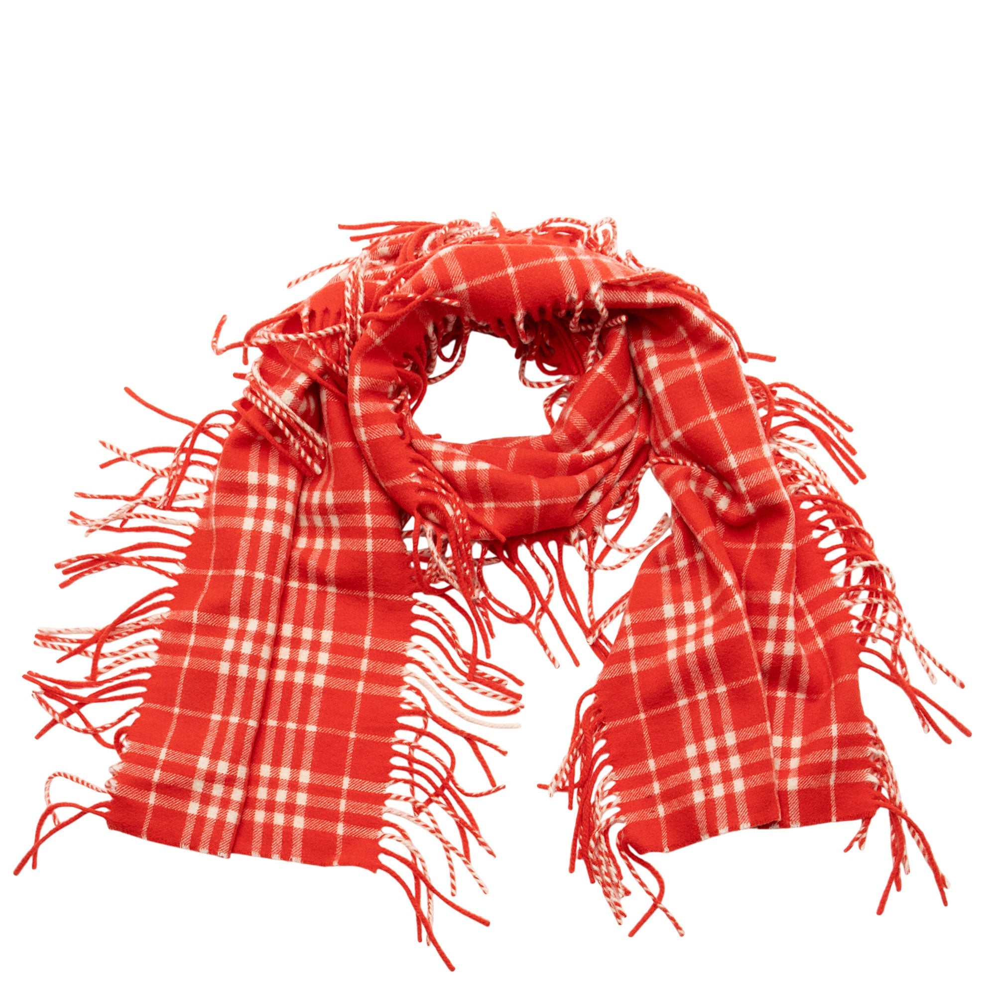 Burberry Cashmere Vintage Check Happy Fringe Scarf