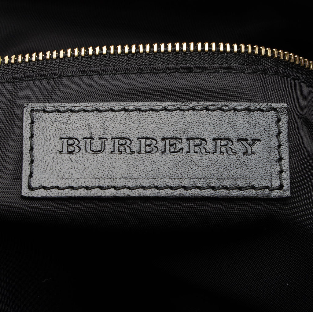Burberry Charcoal Check Perforated Leather Ellers Large Satchel (SHF-23248)