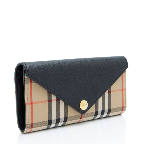 Burberry Check Calfskin Halton Continental Wallet