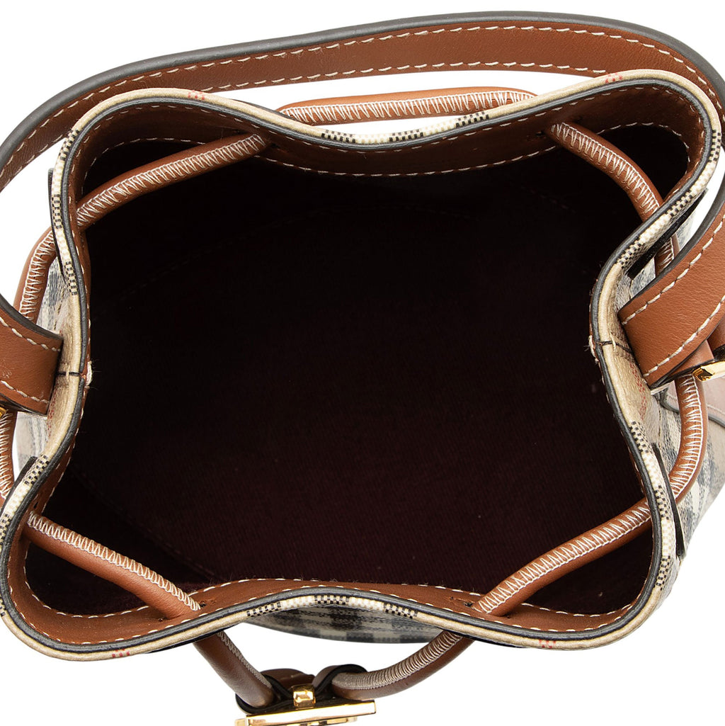 Burberry Check Canvas TB Drawstring Mini Bucket Bag