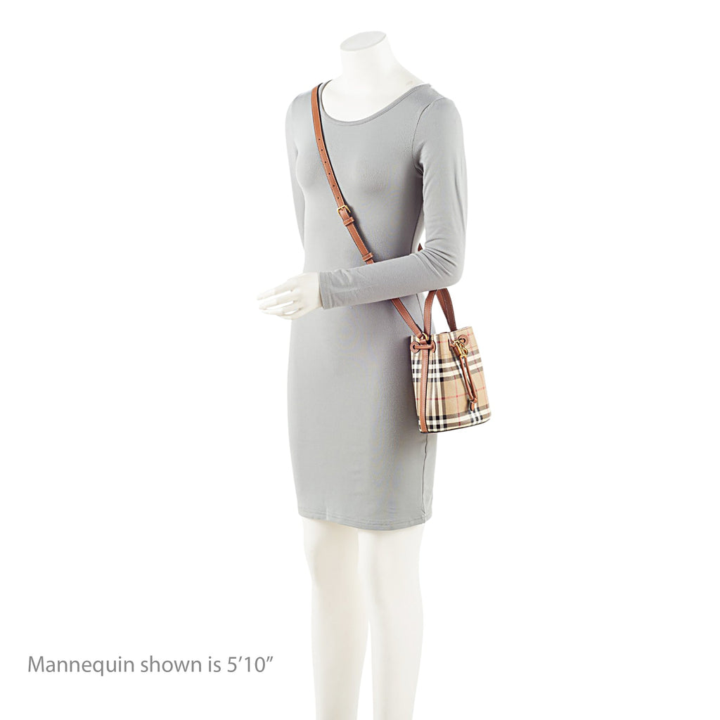 Burberry Check Canvas TB Drawstring Mini Bucket Bag