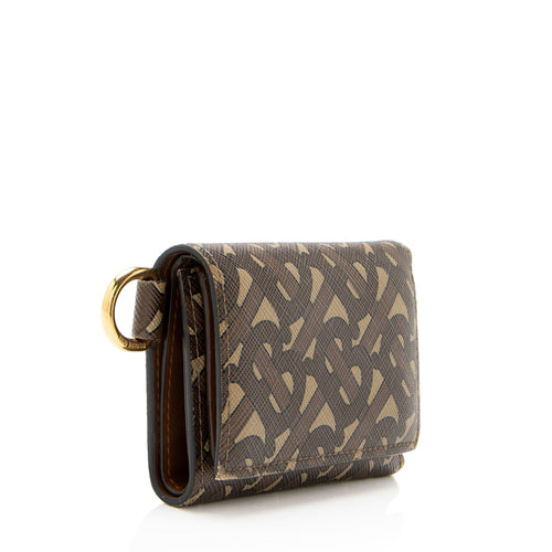 Burberry Coated Canvas T Monogram Trifold Wallet