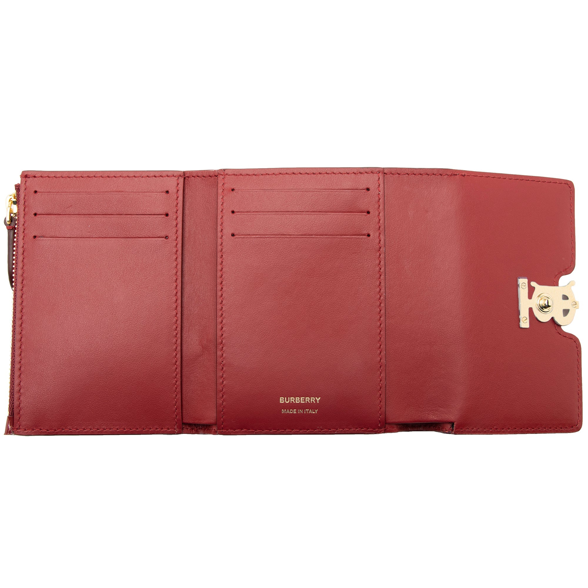 Burberry Croc Embossed Calfskin TB Tri-Fold Compact Wallet (SHF-22710)