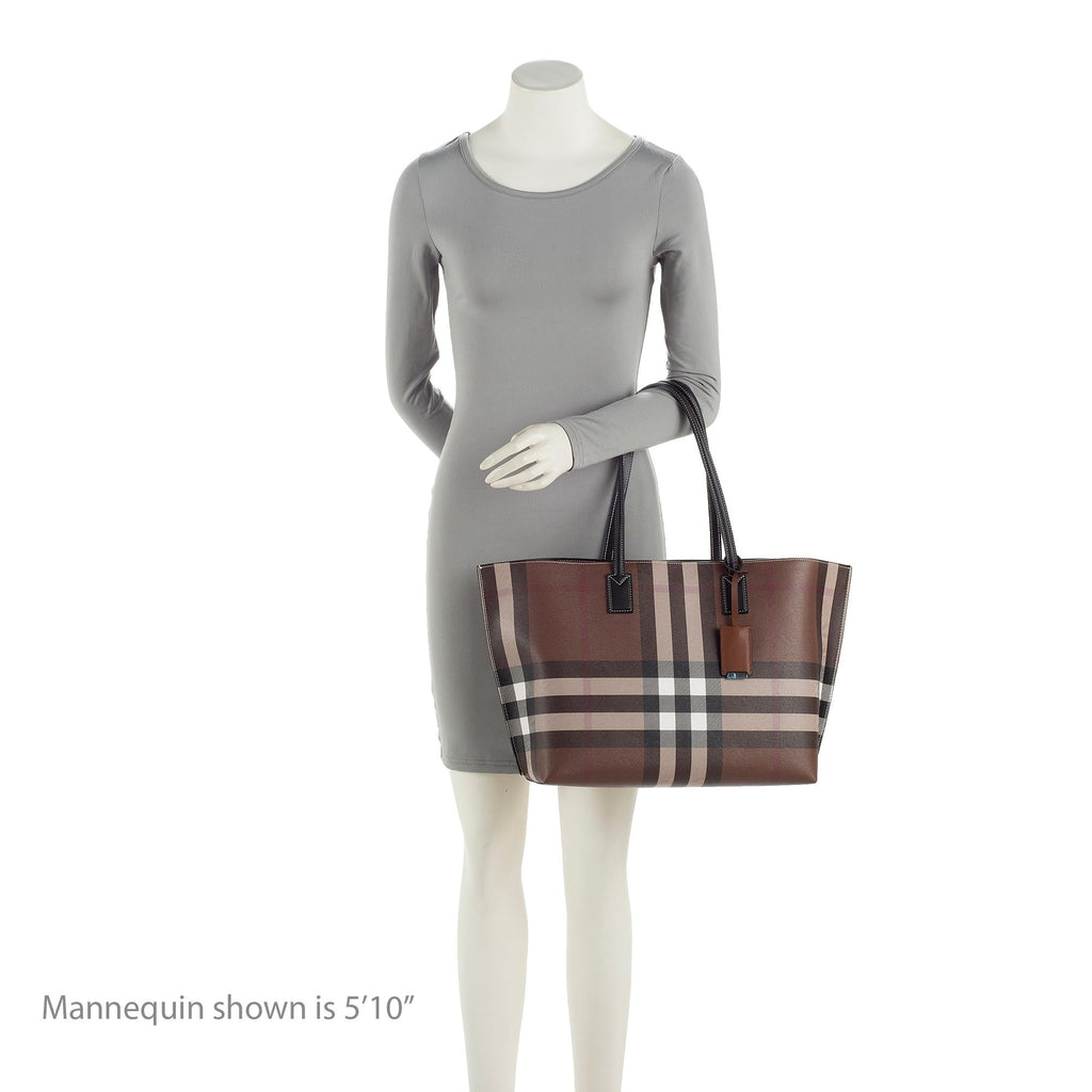 Burberry E-Canvas House Check Denny Medium Tote (SHF-s3ApZG)