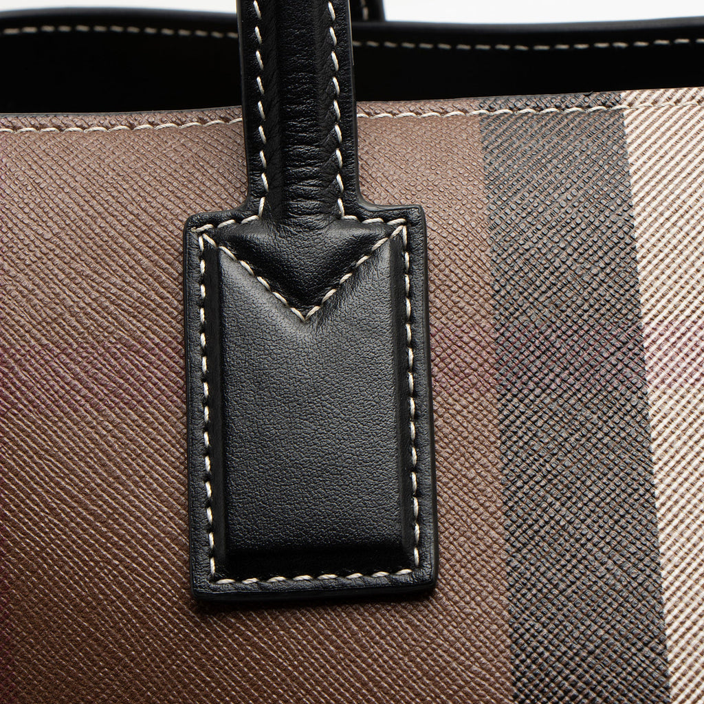 Burberry E-Canvas House Check Denny Medium Tote