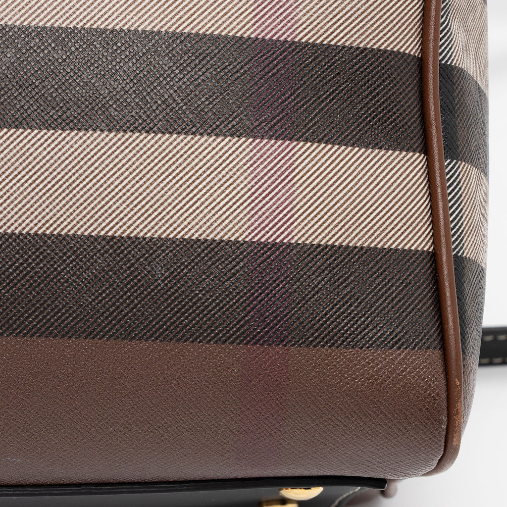 Burberry E-Canvas House Check Medium Bowling Bag (SHF-UWSlxx)