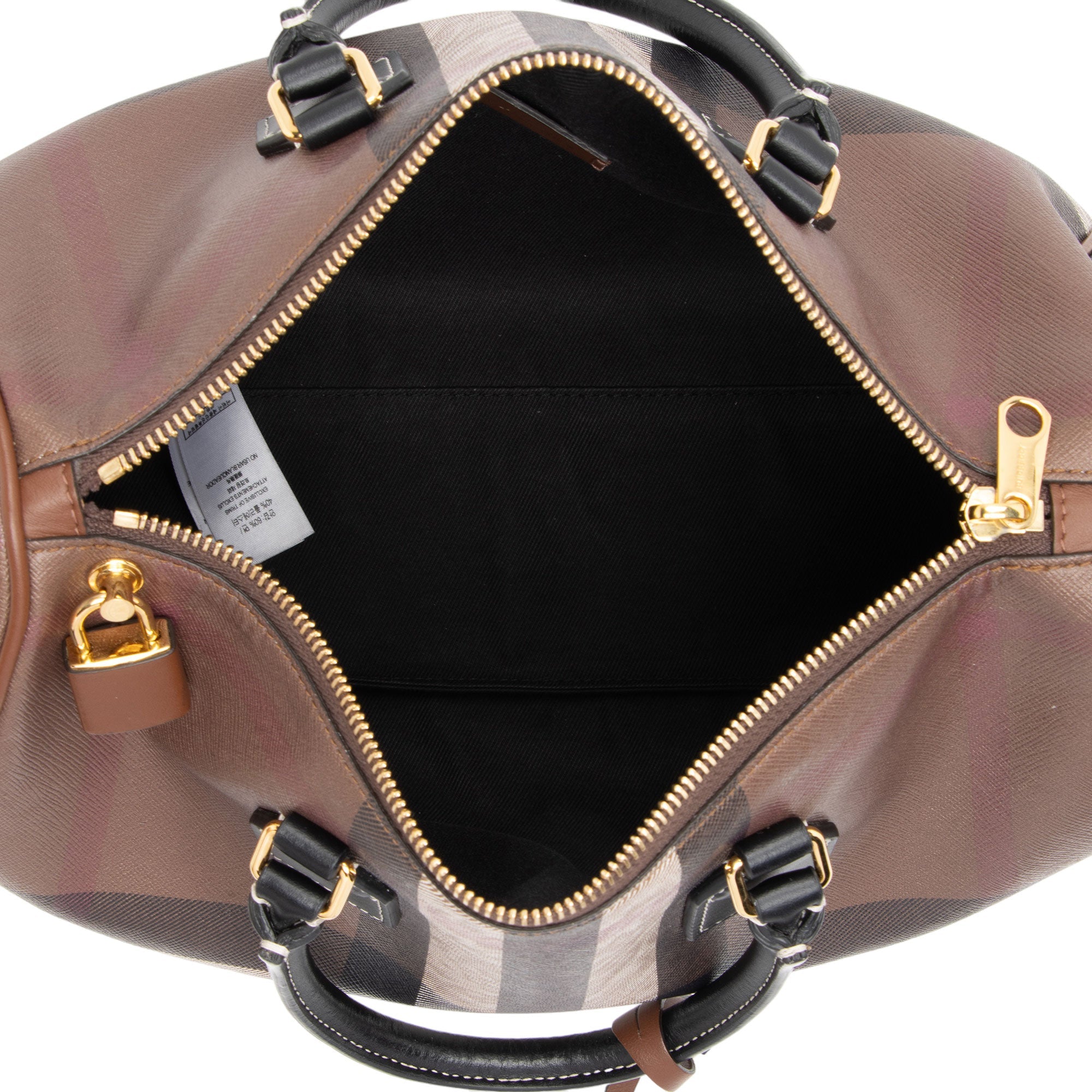 Burberry E-Canvas House Check Medium Bowling Bag (SHF-UWSlxx)