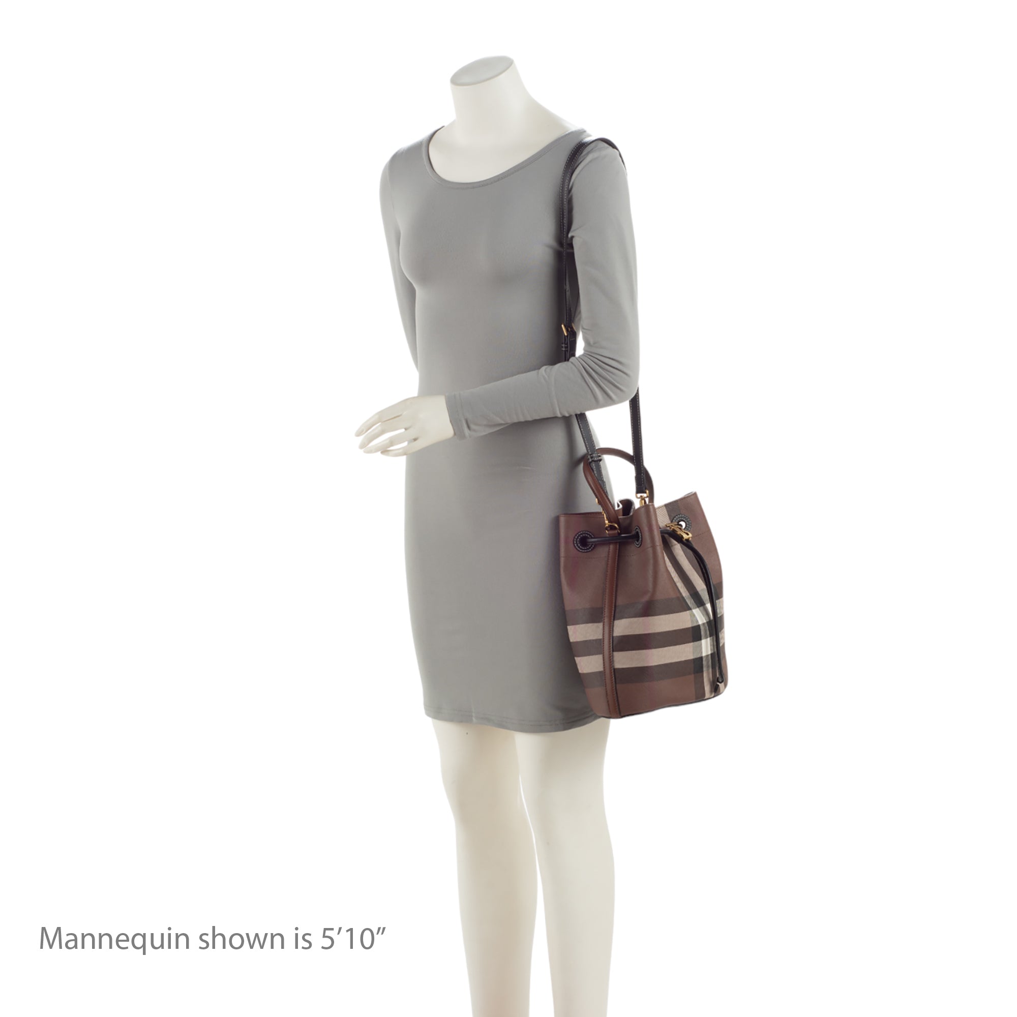 Burberry E-Canvas House Check Small Bucket Bag (SHF-p7mwDf)