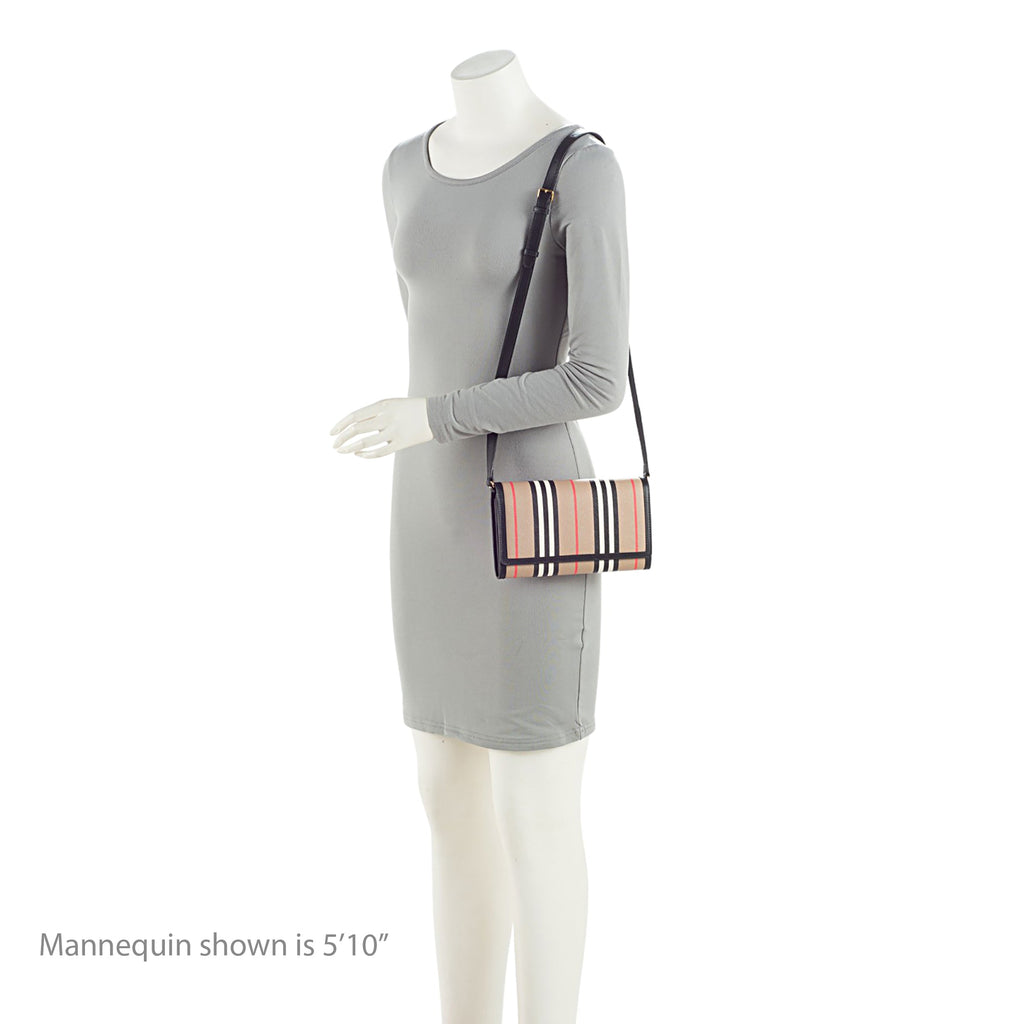 Burberry E-Canvas Icon Stripe Hannah Wallet on Strap