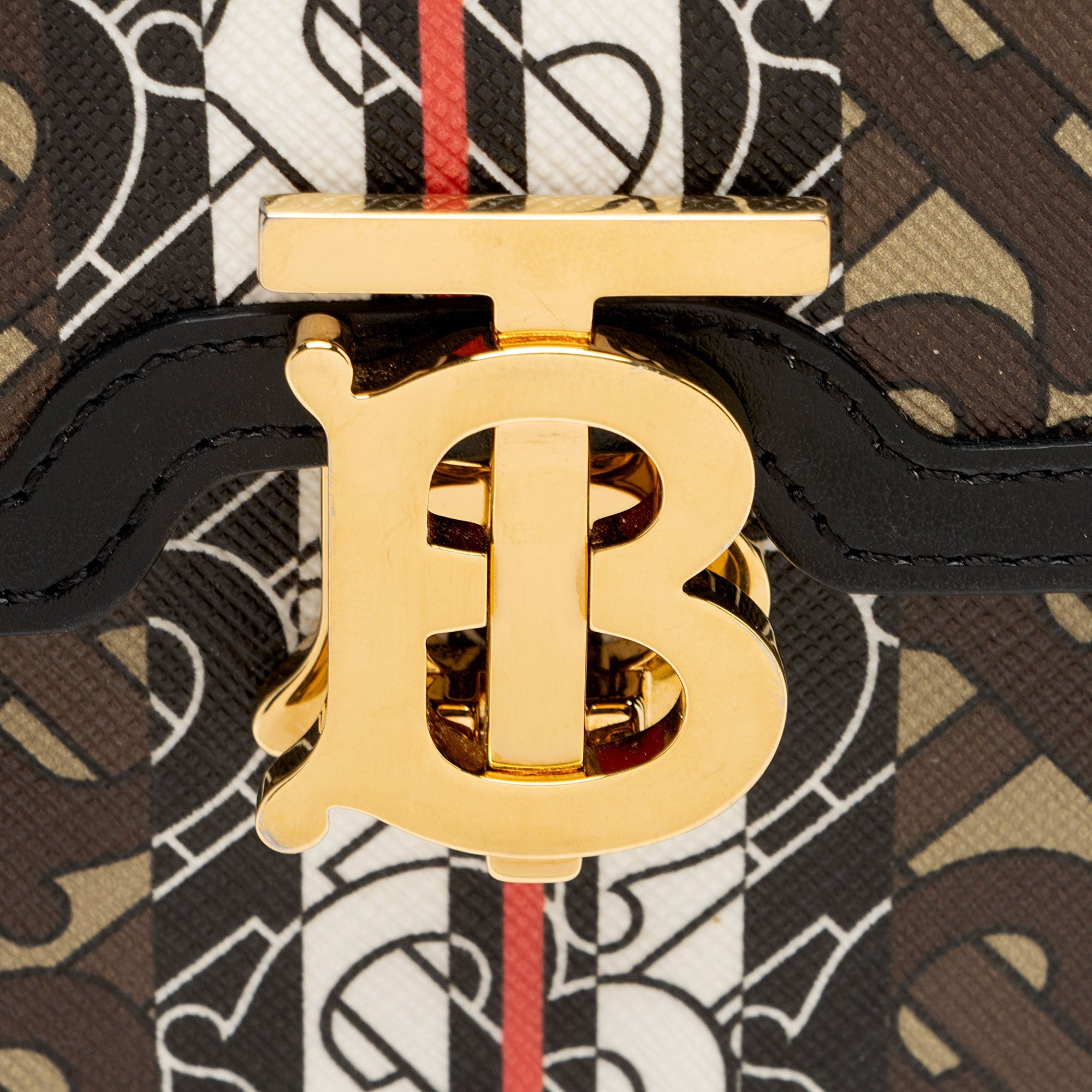 Burberry E-Canvas TB Monogram Stripe Robin Mini Messenger (SHF-dLA5PE)