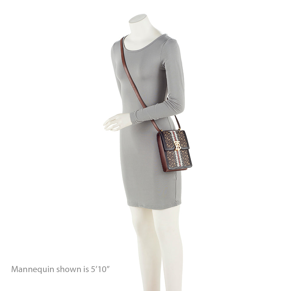 Burberry E-Canvas TB Monogram Stripe Robin Mini Messenger (SHF-dLA5PE)