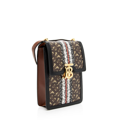 Burberry E-Canvas TB Monogram Stripe Robin Mini Messenger (SHF-dLA5PE)
