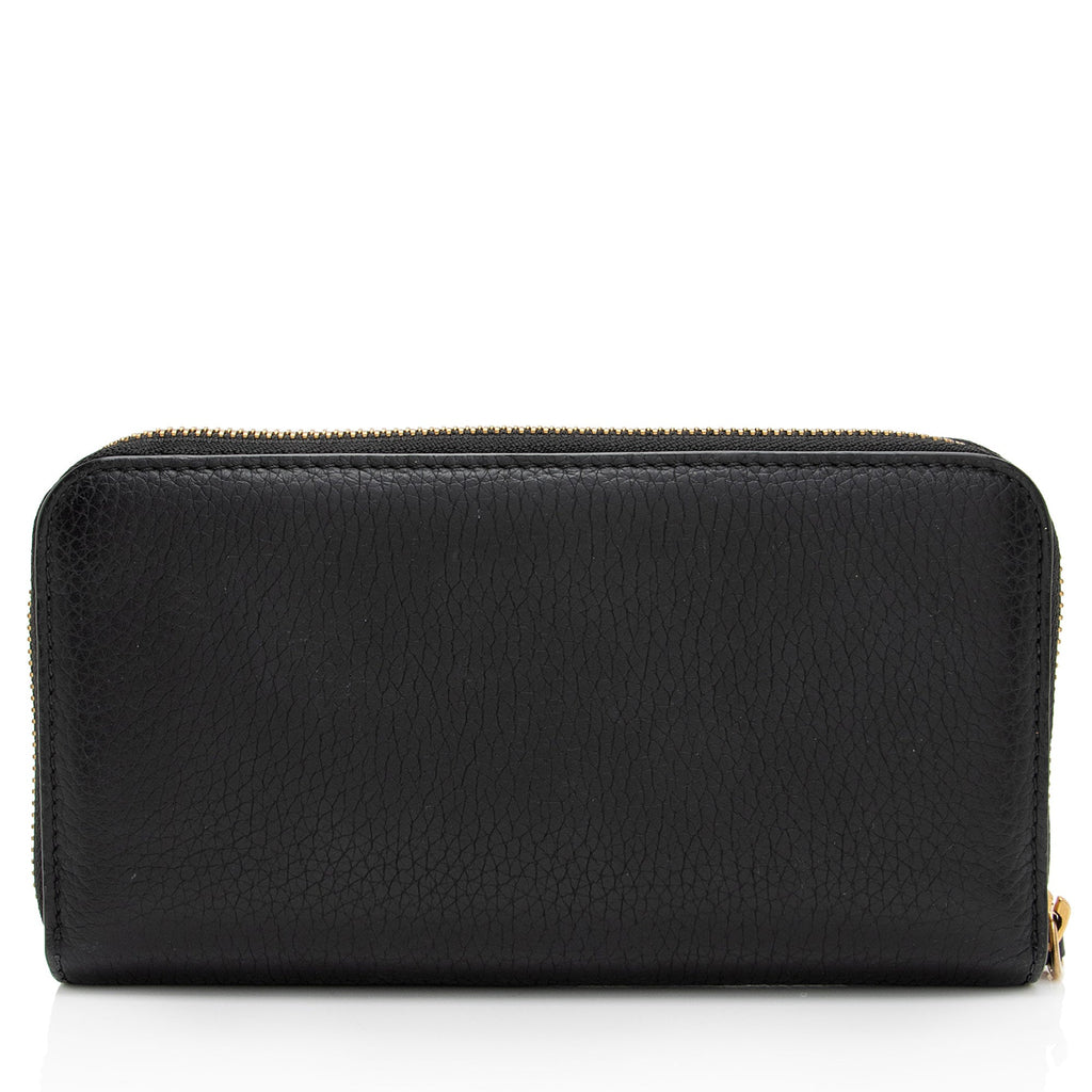 Burberry Embossed Grainy Calfskin Zip Around Wallet (SHF-qMp2HV)