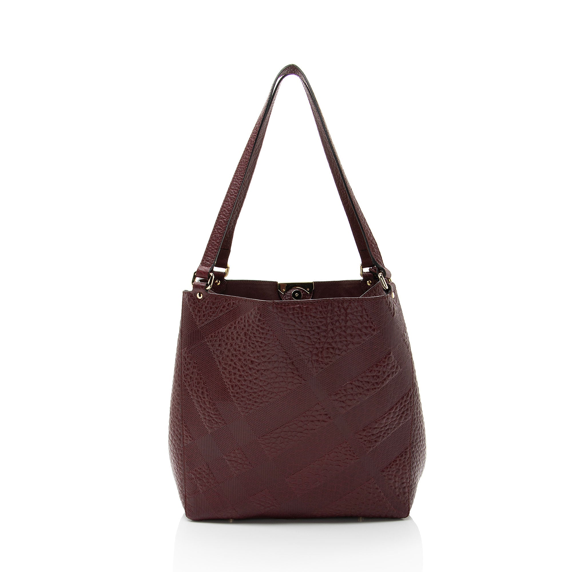 Burberry Embossed Leather Check Canterbury Small Tote