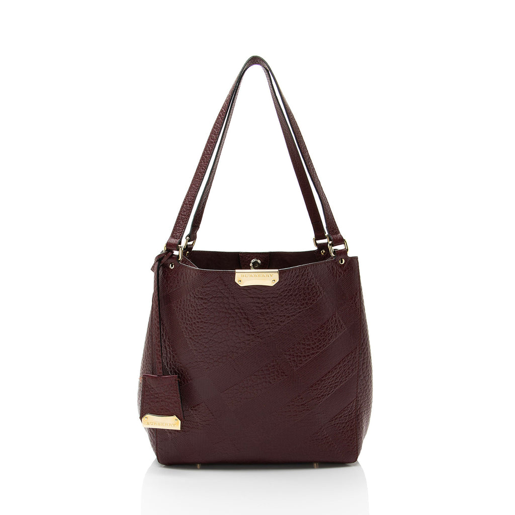 Burberry Embossed Leather Check Canterbury Small Tote