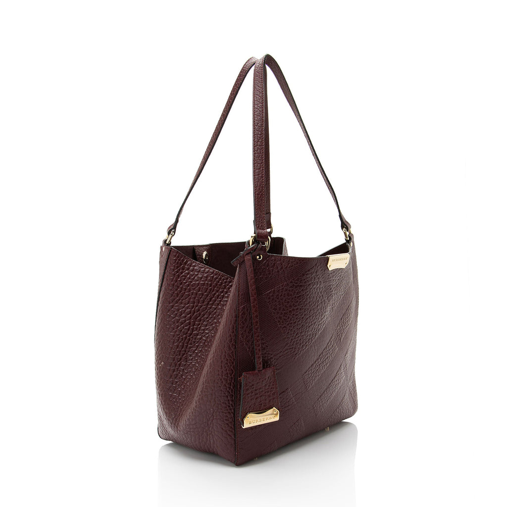 Burberry Embossed Leather Check Canterbury Small Tote
