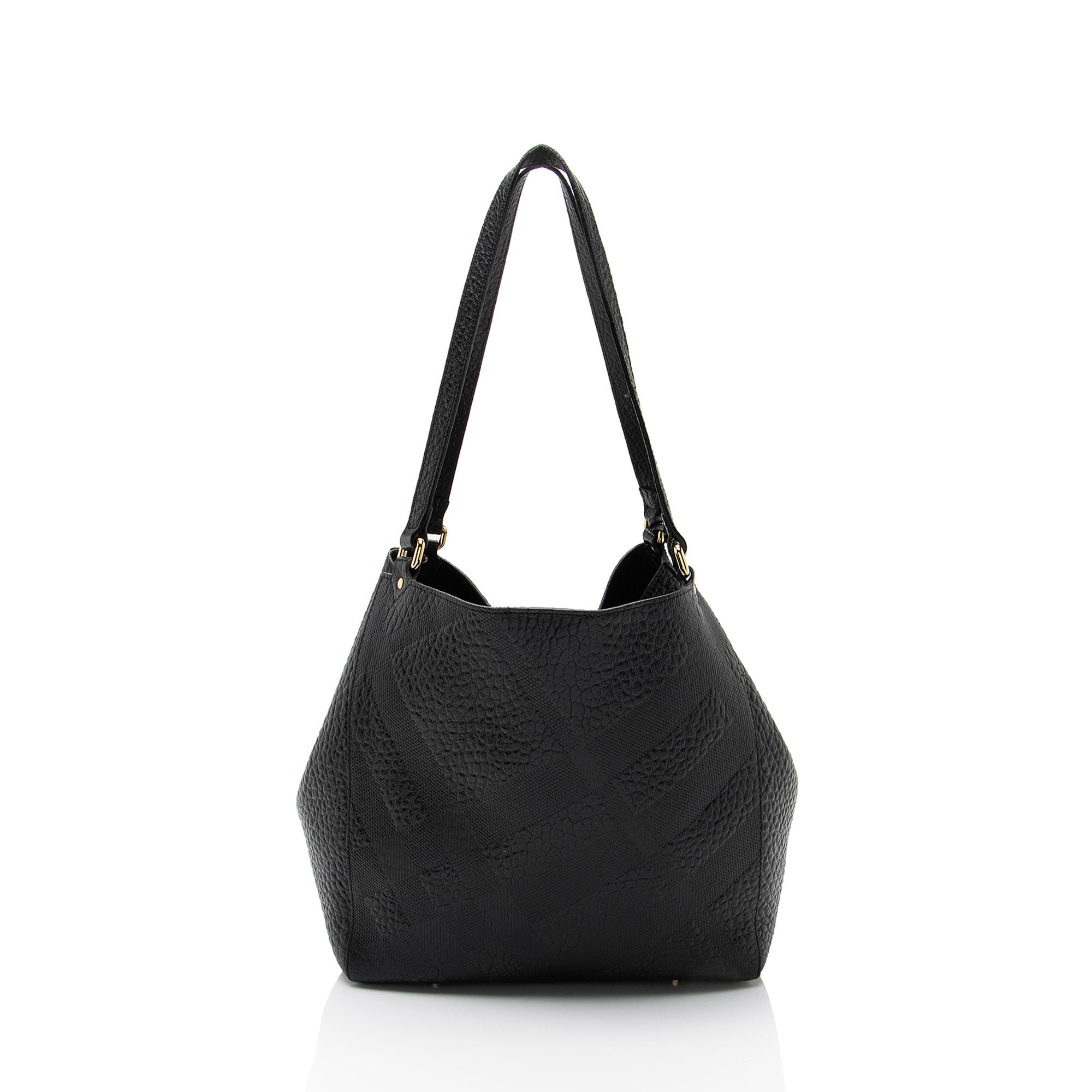 Burberry Embossed Leather Check Canterbury Small Tote