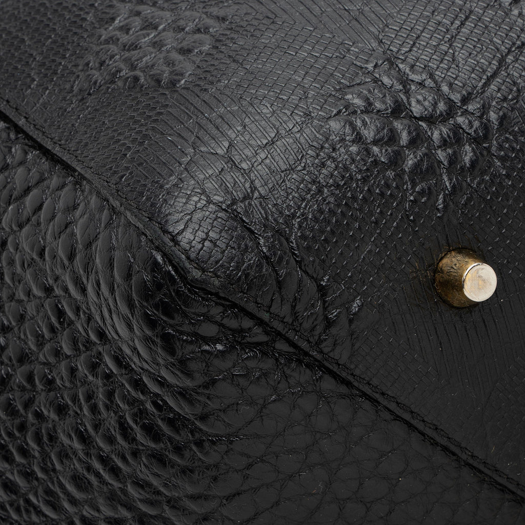 Burberry Embossed Leather Check Canterbury Small Tote