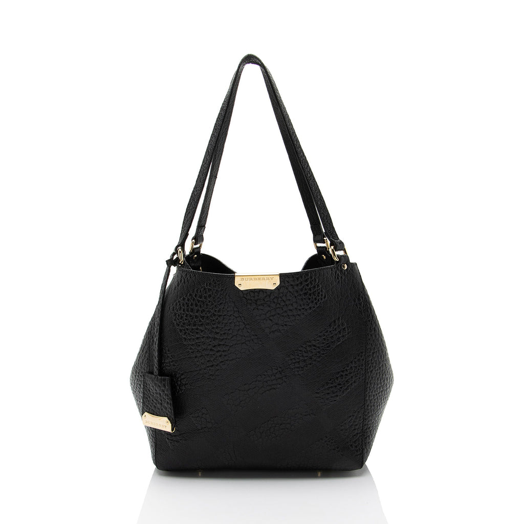 Burberry Embossed Leather Check Canterbury Small Tote