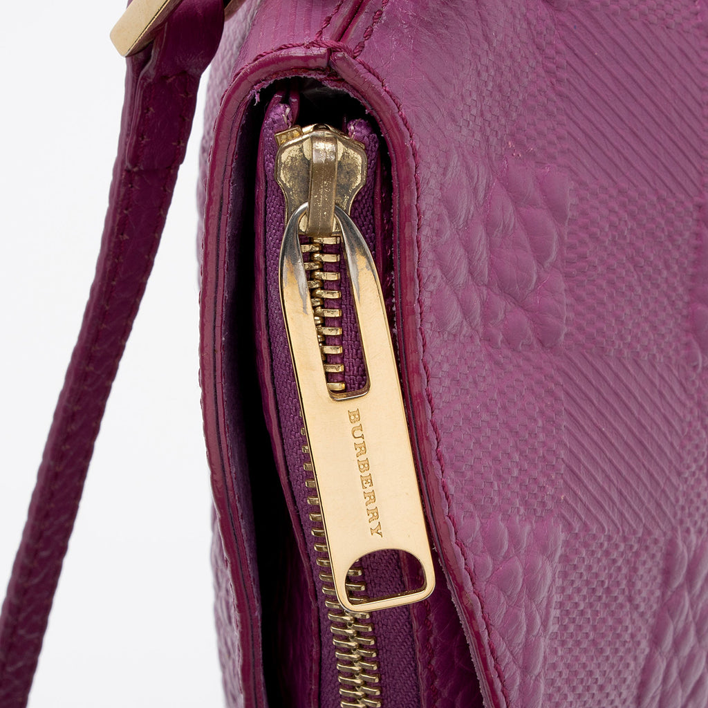Burberry Embossed Leather Check Peyton Crossbody (SHF-f9T6WN)