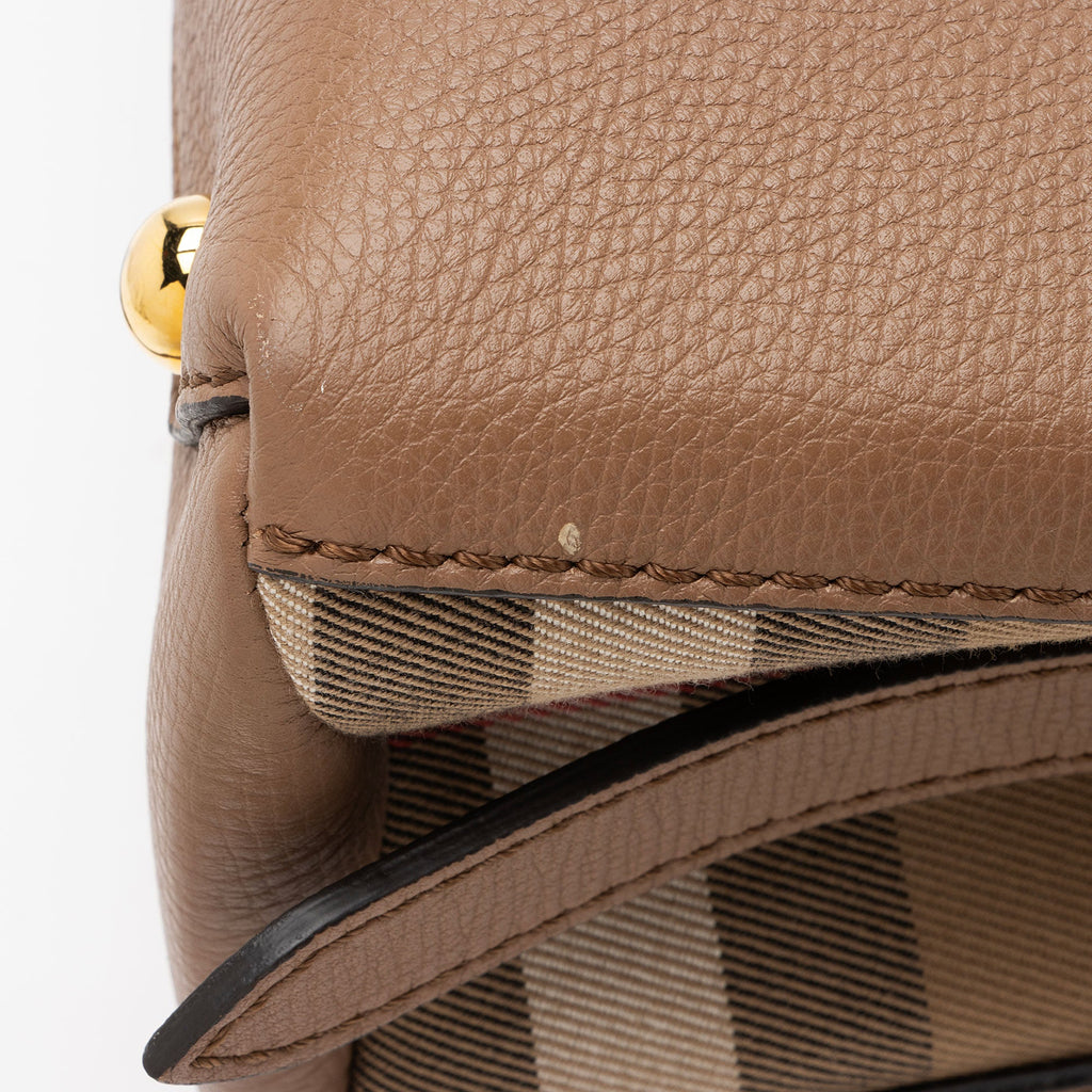 Burberry Grainy Calfskin House Check Camberley Small Satchel (SHF-SUePuH)