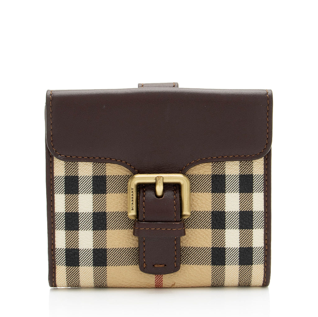 Burberry Haymarket Check Buckle Compact Wallet