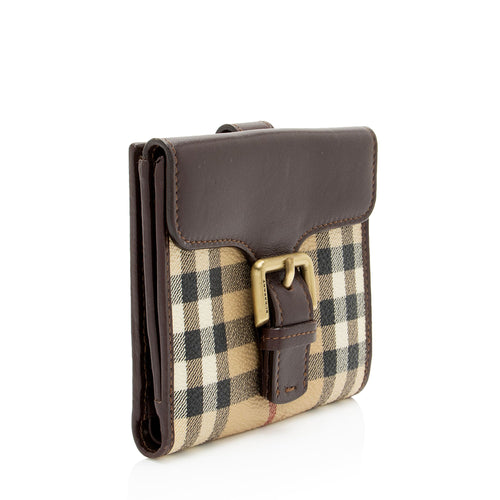 Burberry Haymarket Check Buckle Compact Wallet
