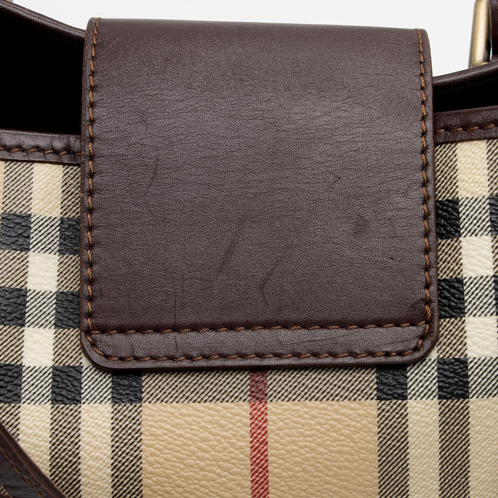 Burberry Haymarket Check Buckle Satchel (SHF-zrbH5J)