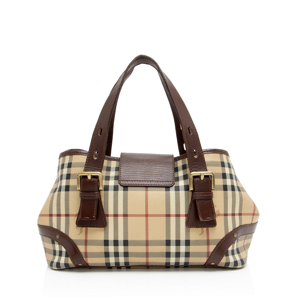 Burberry Haymarket Check Buckle Satchel