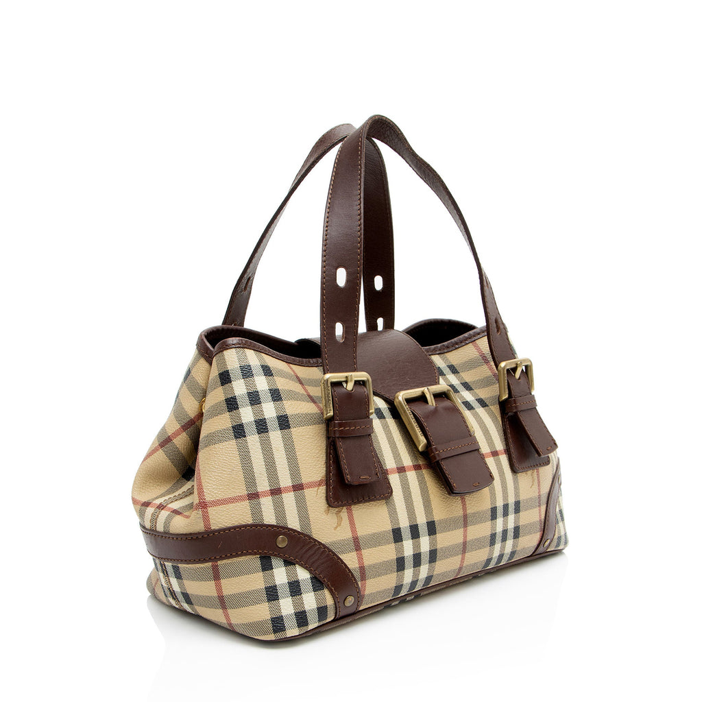 Burberry Haymarket Check Buckle Satchel