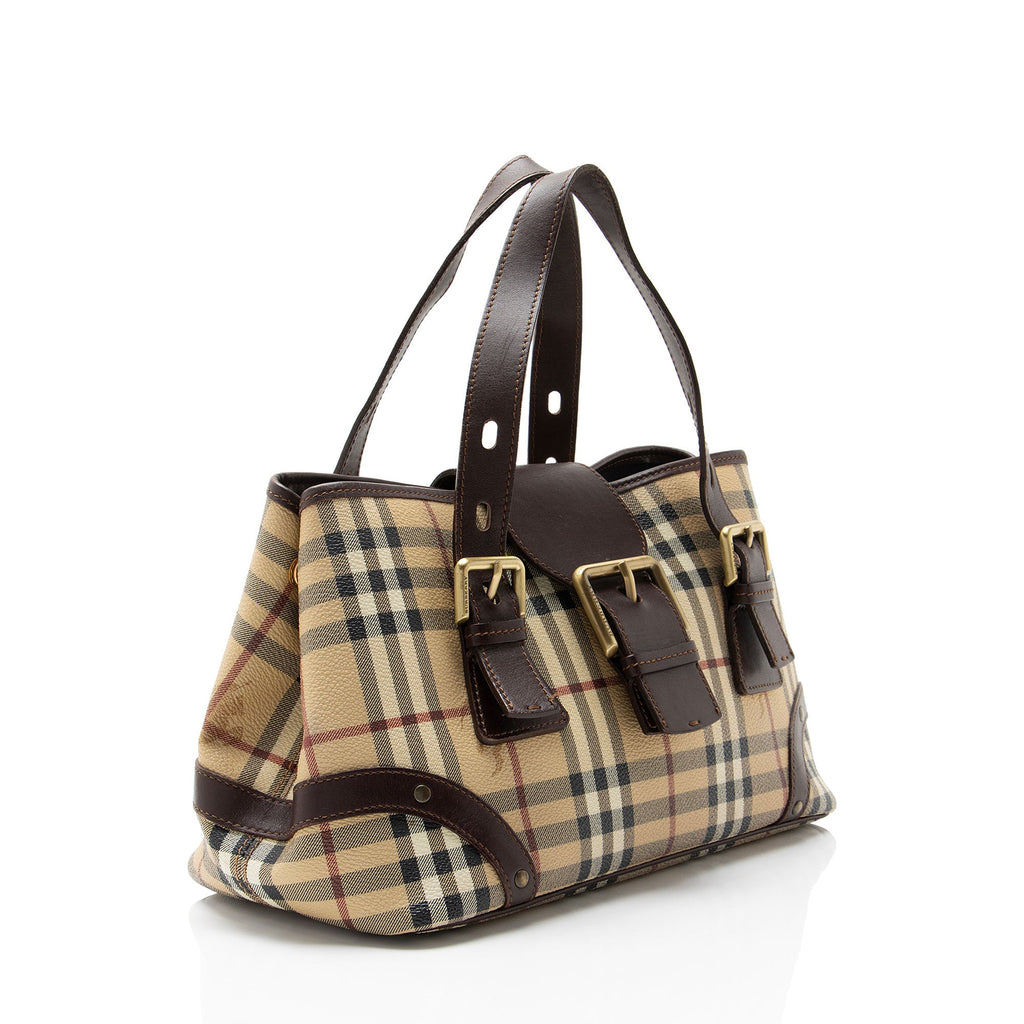 Burberry Haymarket Check Buckle Satchel
