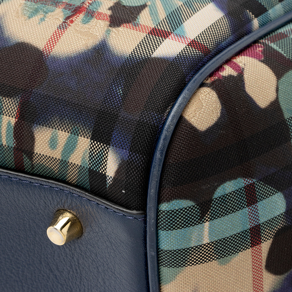 Burberry Haymarket Check Floral Canter Small Tote (SHF-21969)