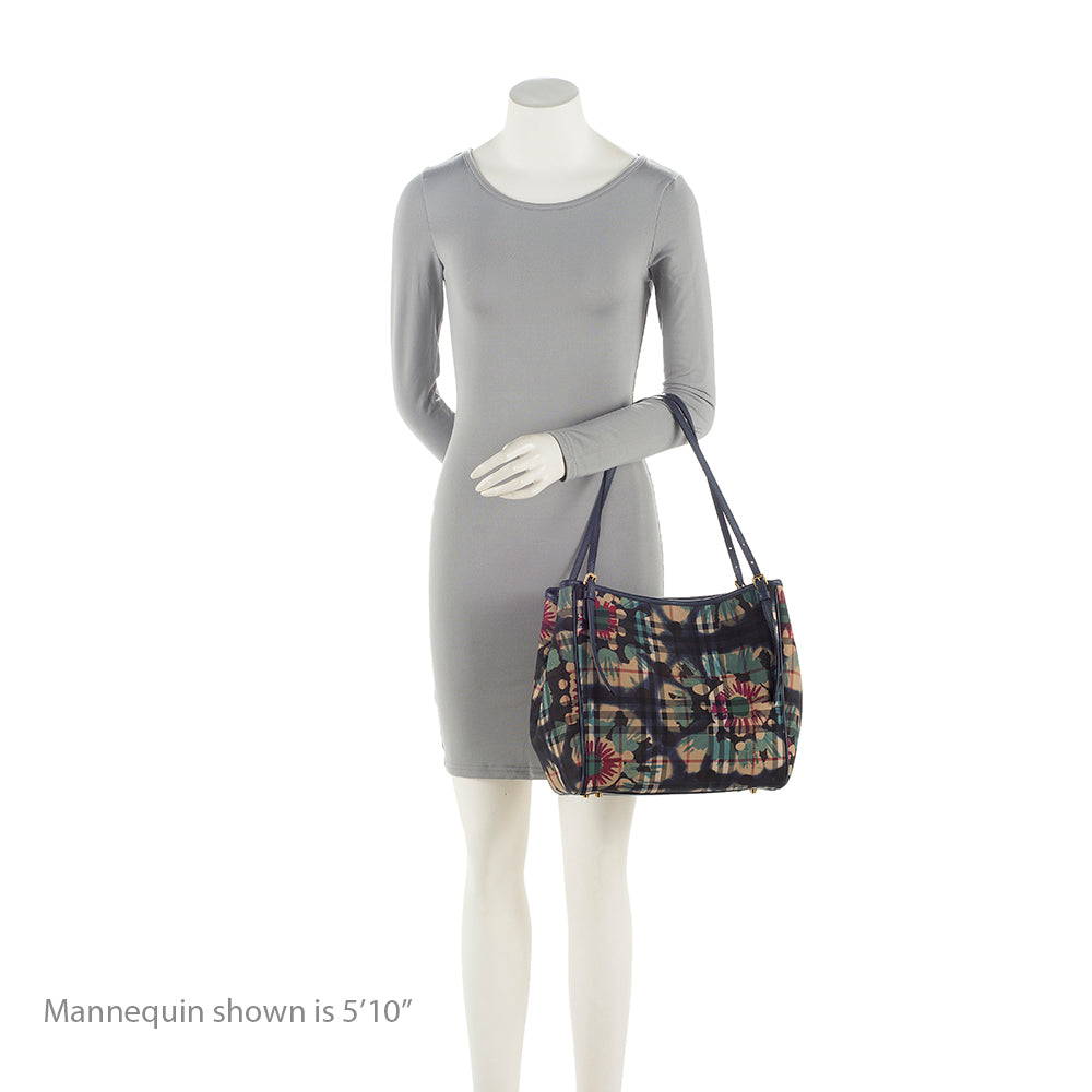 Burberry Haymarket Check Floral Canter Small Tote (SHF-21969)