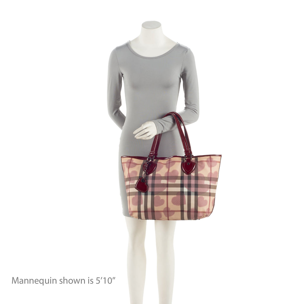 Burberry Heart Check Patent Leather Large Tote (SHF-tnVJ87)