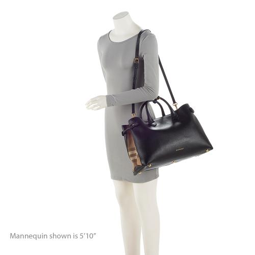 Burberry House Check Leather Banner Large Tote (SHF-amQX3B)