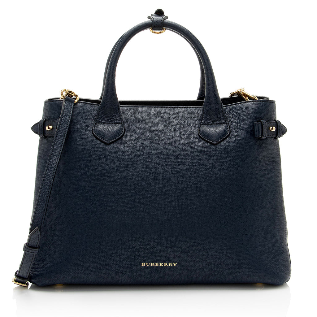 Burberry House Check Leather Banner Medium Tote (SHF-8z38Ea)