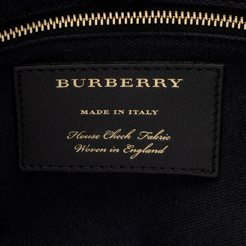Burberry House Check Leather Banner Medium Tote (SHF-8z38Ea)
