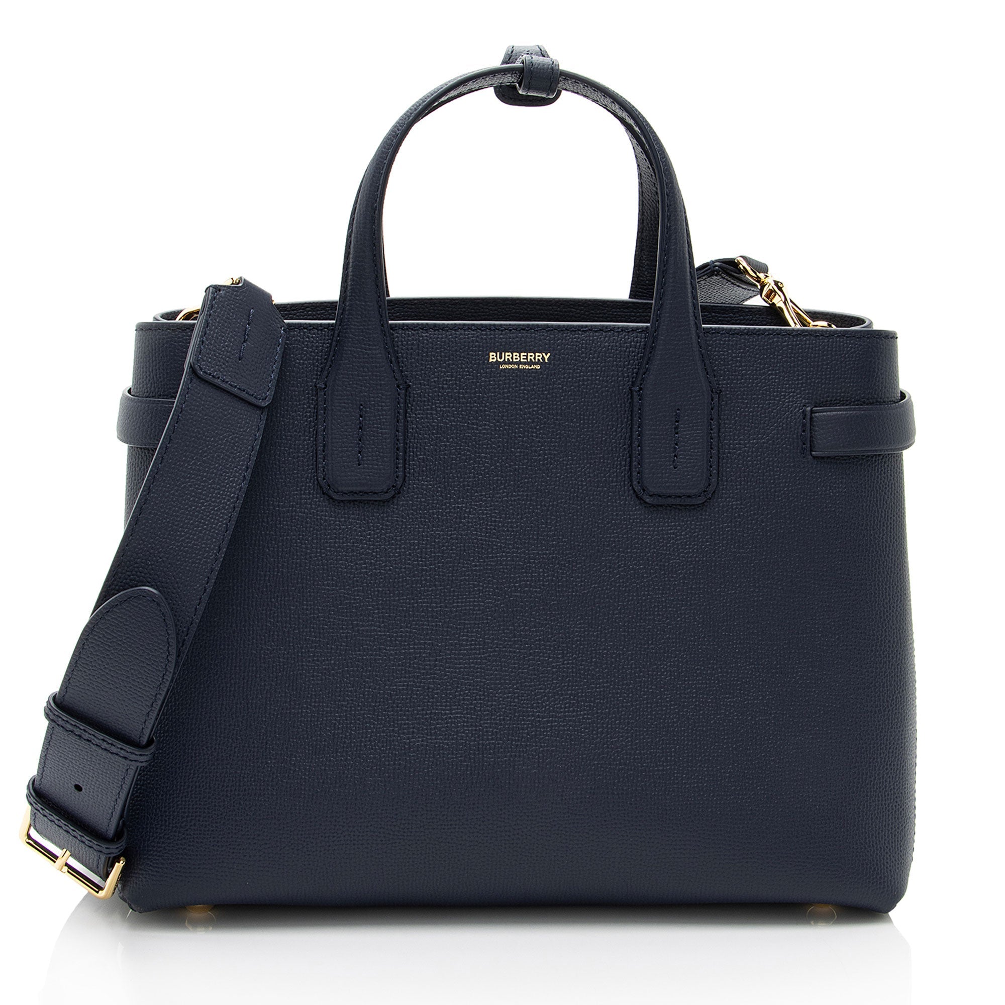 Burberry House Check Leather Banner Medium Tote (SHF-vVShxX)