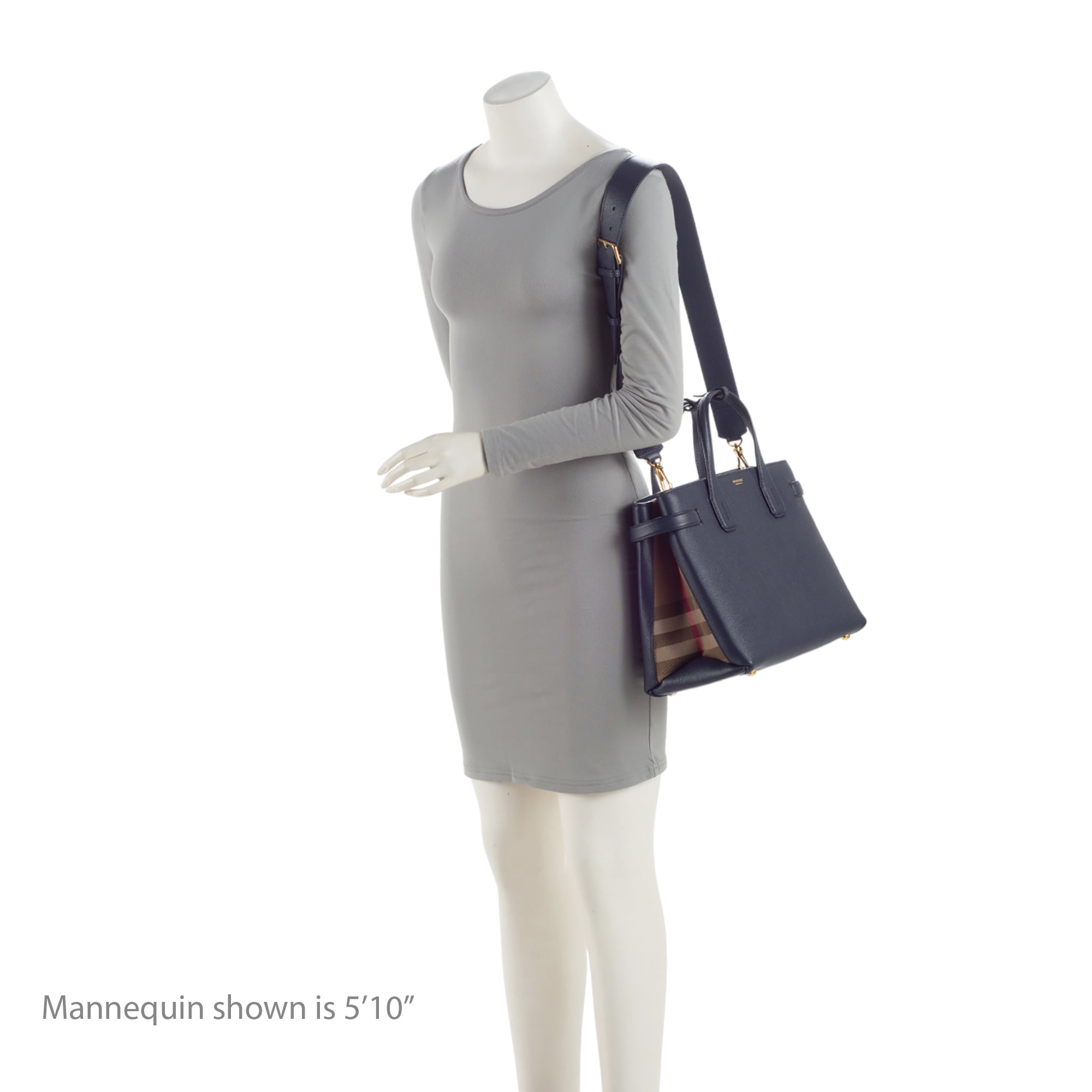 Burberry House Check Leather Banner Medium Tote (SHF-vVShxX)