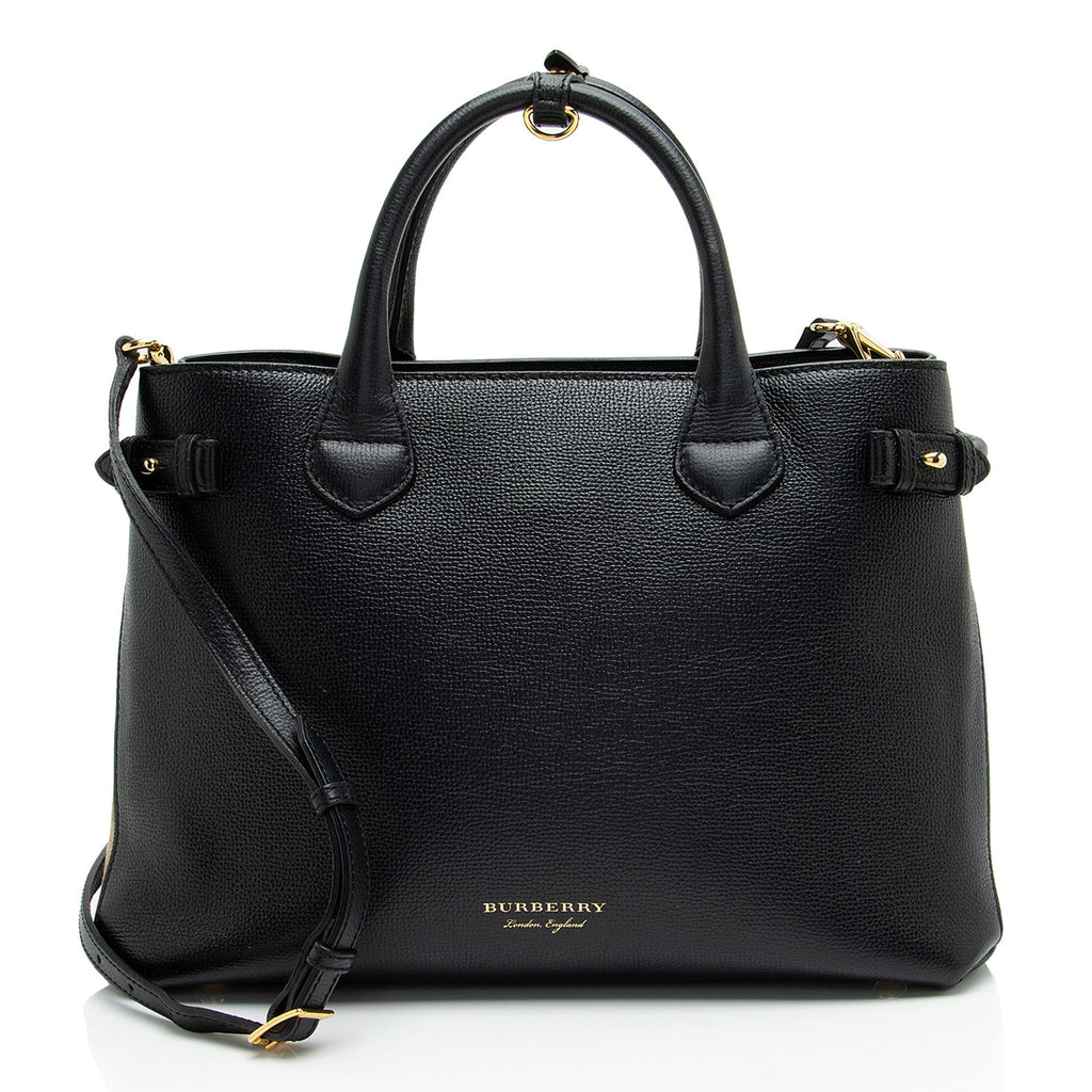 Burberry House Check Leather Banner Medium Tote