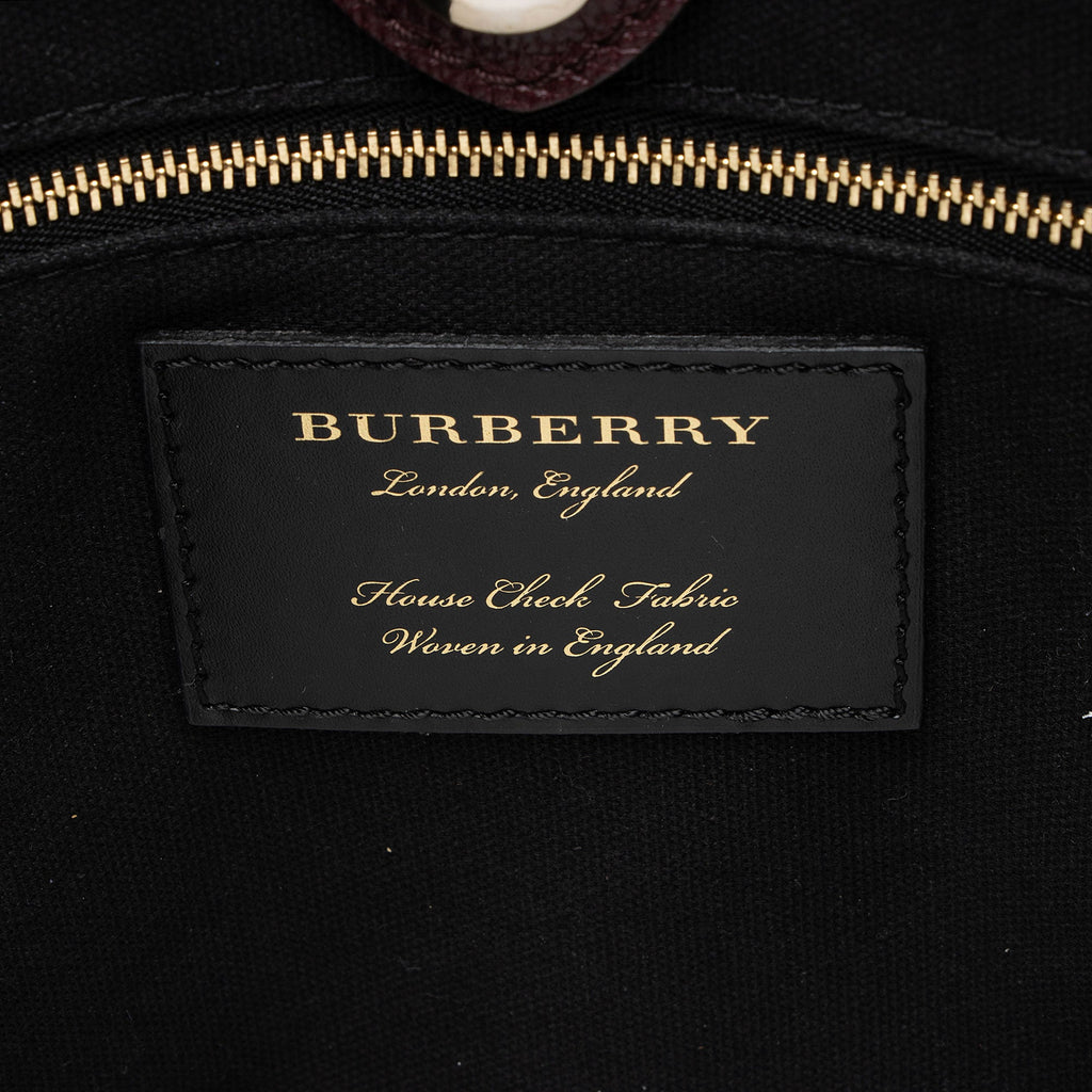 Burberry House Check Leather Banner Medium Tote