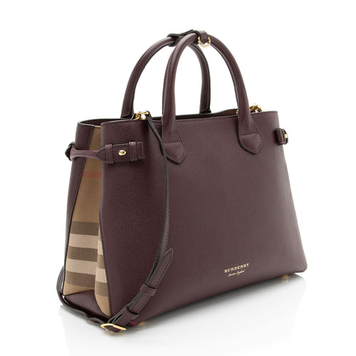 Burberry House Check Leather Banner Medium Tote