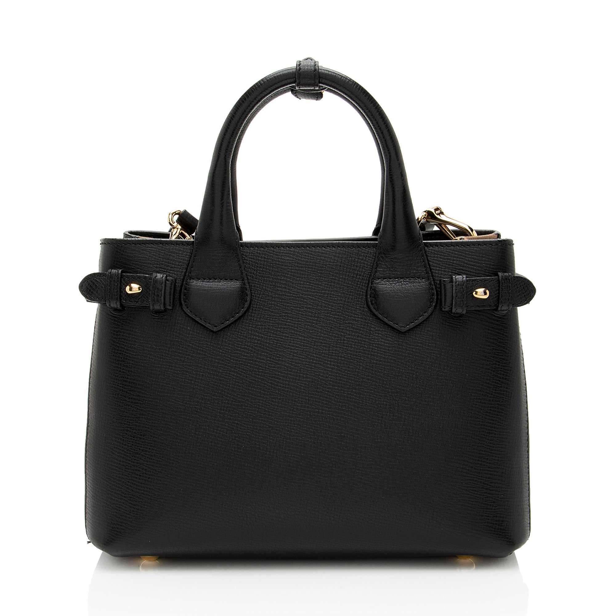 Burberry House Check Leather Banner Small Tote