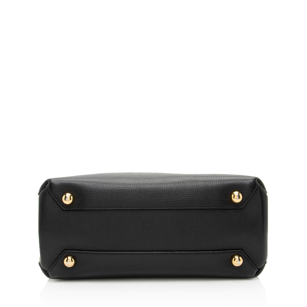 Burberry House Check Leather Banner Small Tote