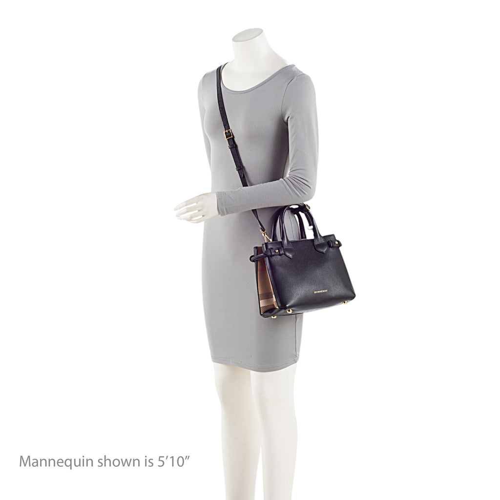 Burberry House Check Leather Banner Small Tote