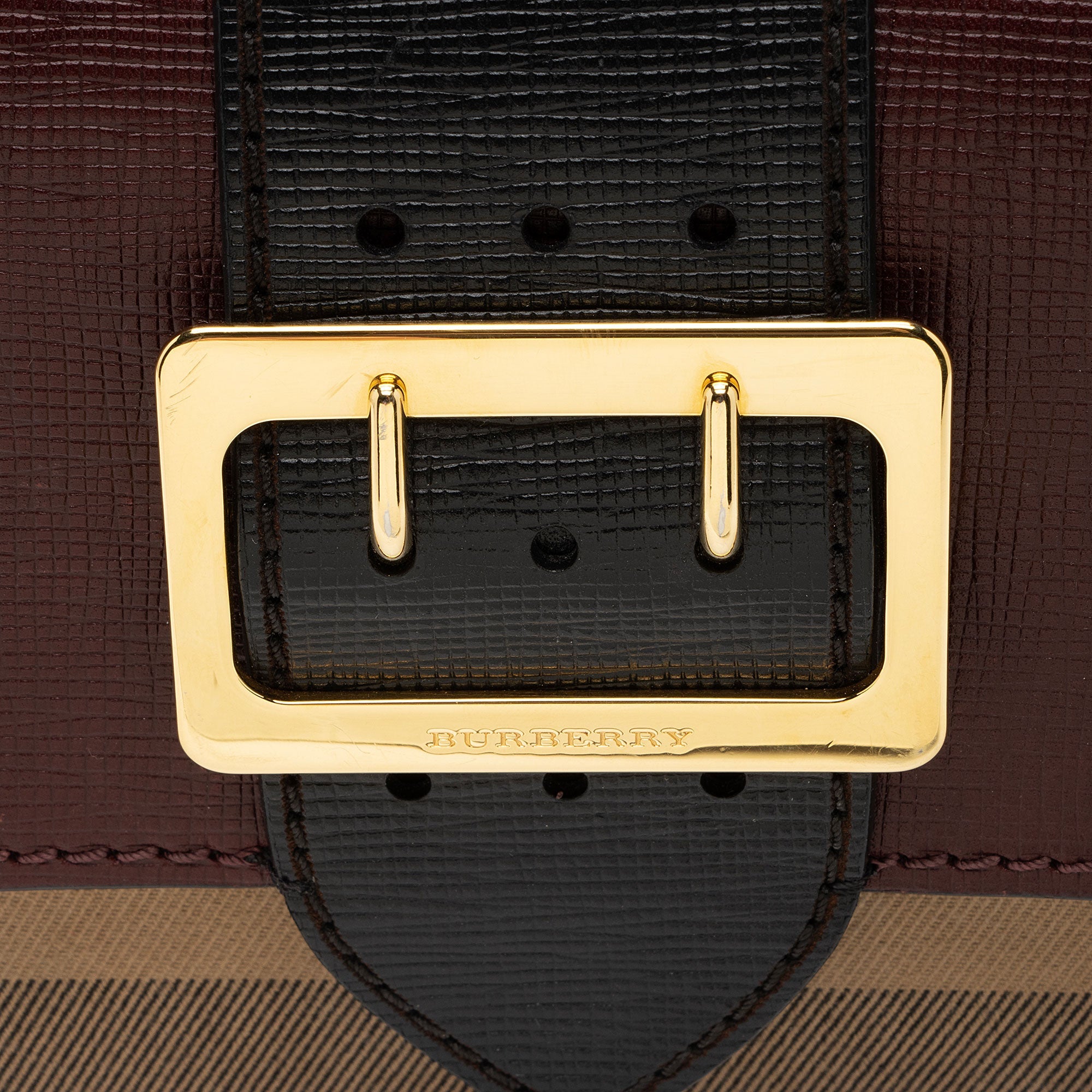 Burberry House Check Madison Buckle Small Shoulder Bag (SHF-x0DUJG)