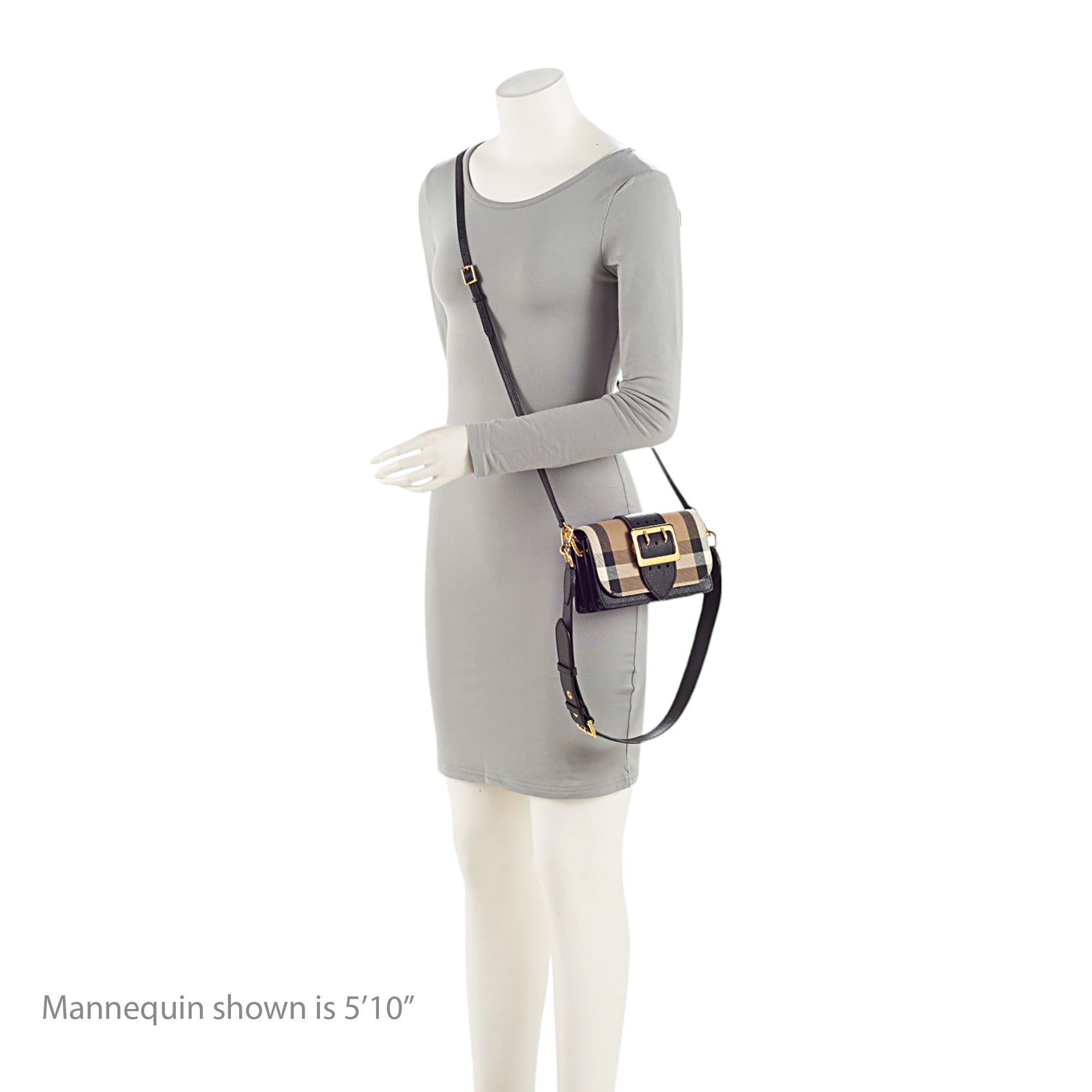 Burberry House Check Madison Buckle Small Shoulder Bag (SHF-P2oe5K)